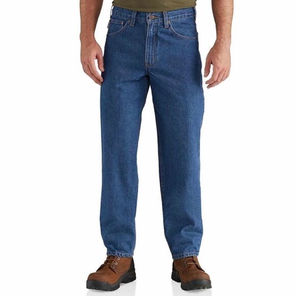 CARHARTT RELAXED FIT MEN'S DENIM BLUE JEANS MEDIUM WASH | SIZE 36 X 30 - Picture 2 of 9